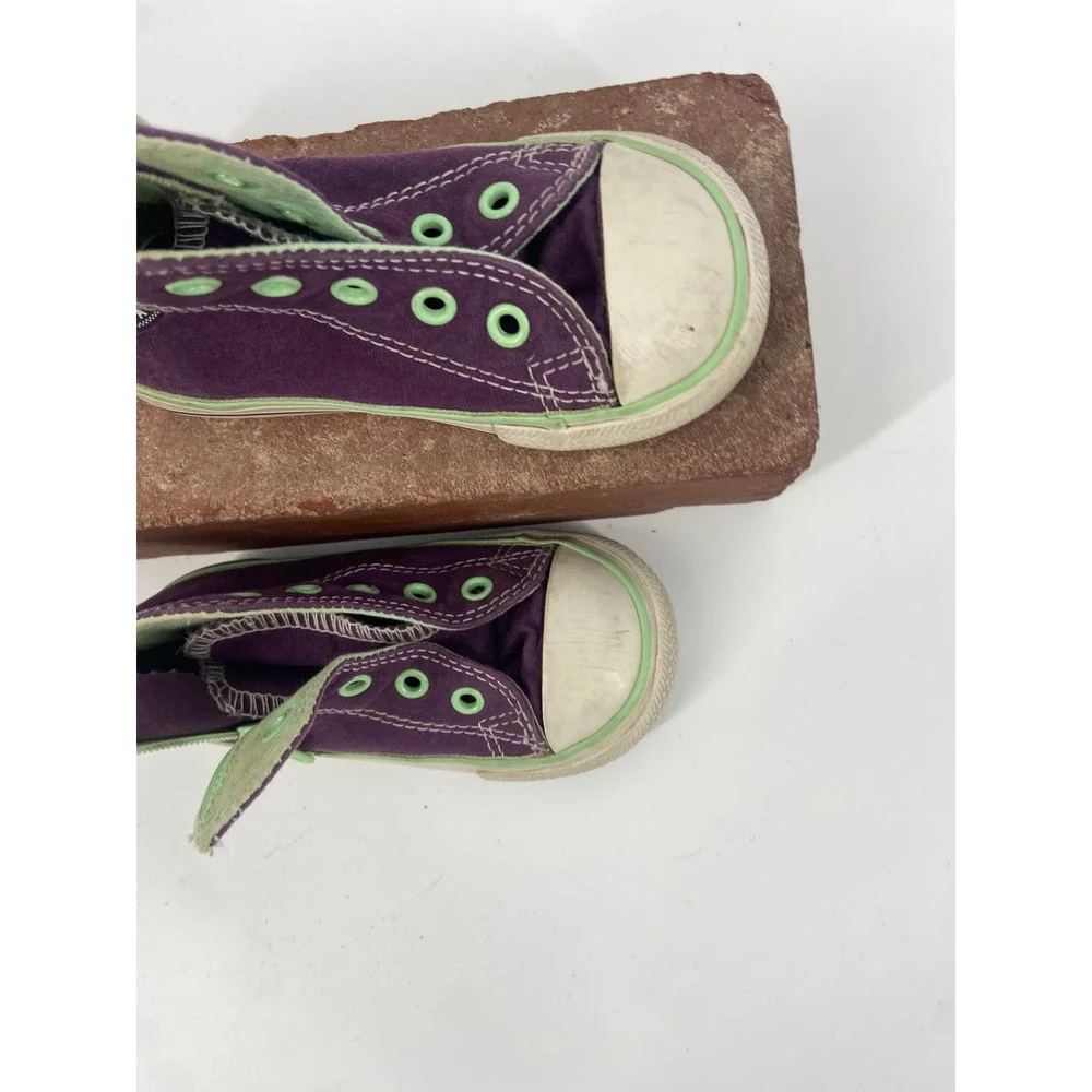 Kids Converse All Star High Top Sneakers Purple Green Zip Closure Toddler Size 6